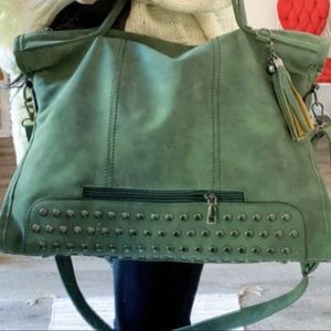 LOVE THIS LARGE FAUX SUEDE STUDDED BAG!